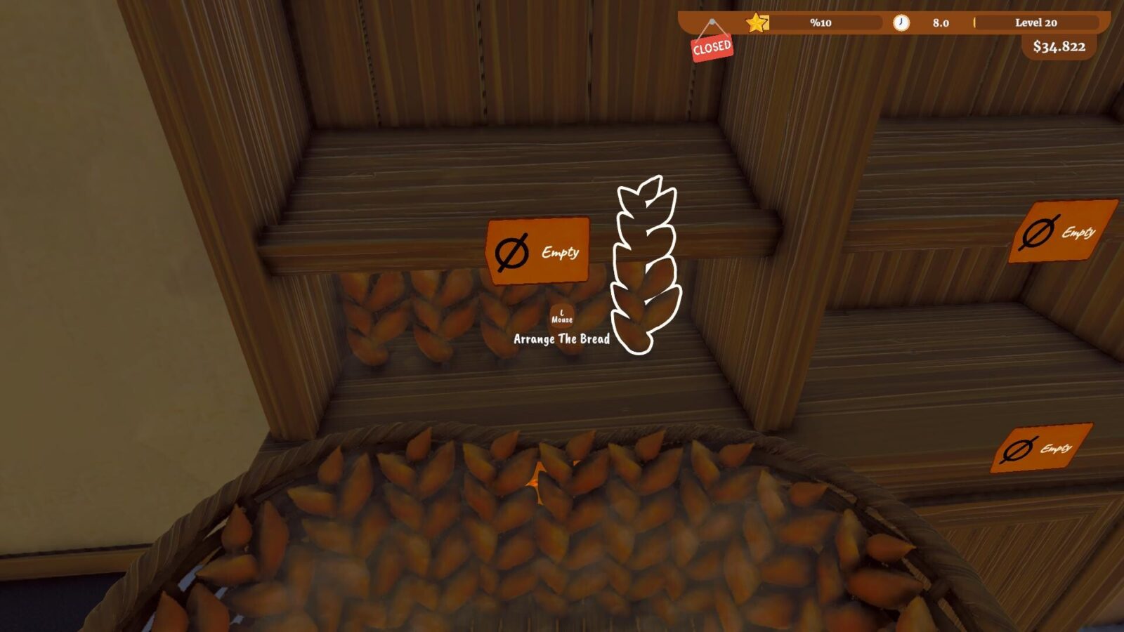 Breezy Bakes Simulator 遊戲截圖,展示成排剛出爐的麵包