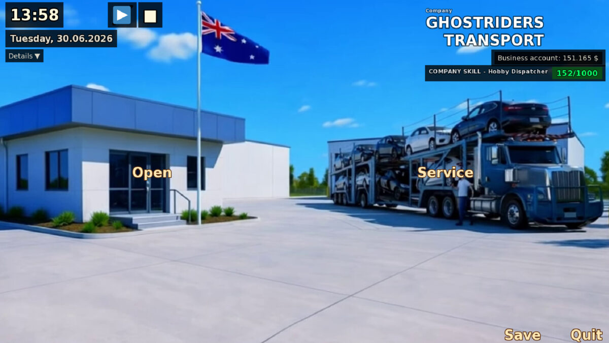 Truck Manager Australia 遊戲內詳細管理視窗