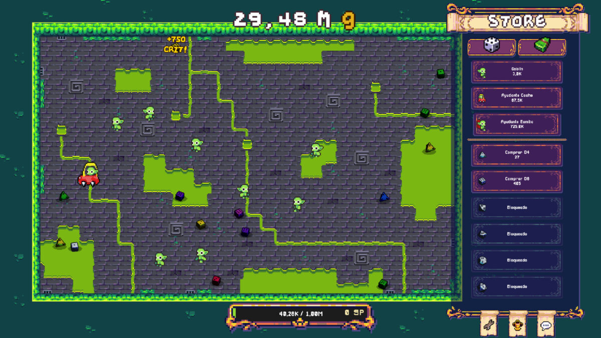 Dice Goblins Clicker 遊戲截圖,展示遊戲後期龐大數字與眾多升級的畫面