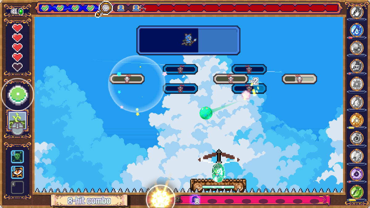 《Brick By Brick》遊戲中的英雄選擇與技能介面示意