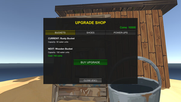 Empty the ocean with a bucket 遊戲畫面：升級後的大型水桶