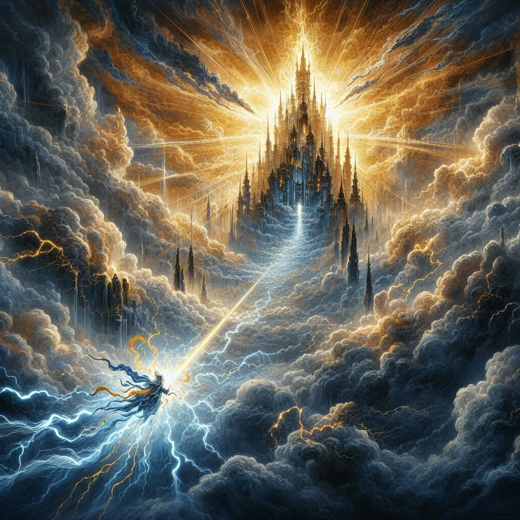 Xianxia Ascension Tribulation Concept Art - Heavenly Tribulation over Immortal Palace