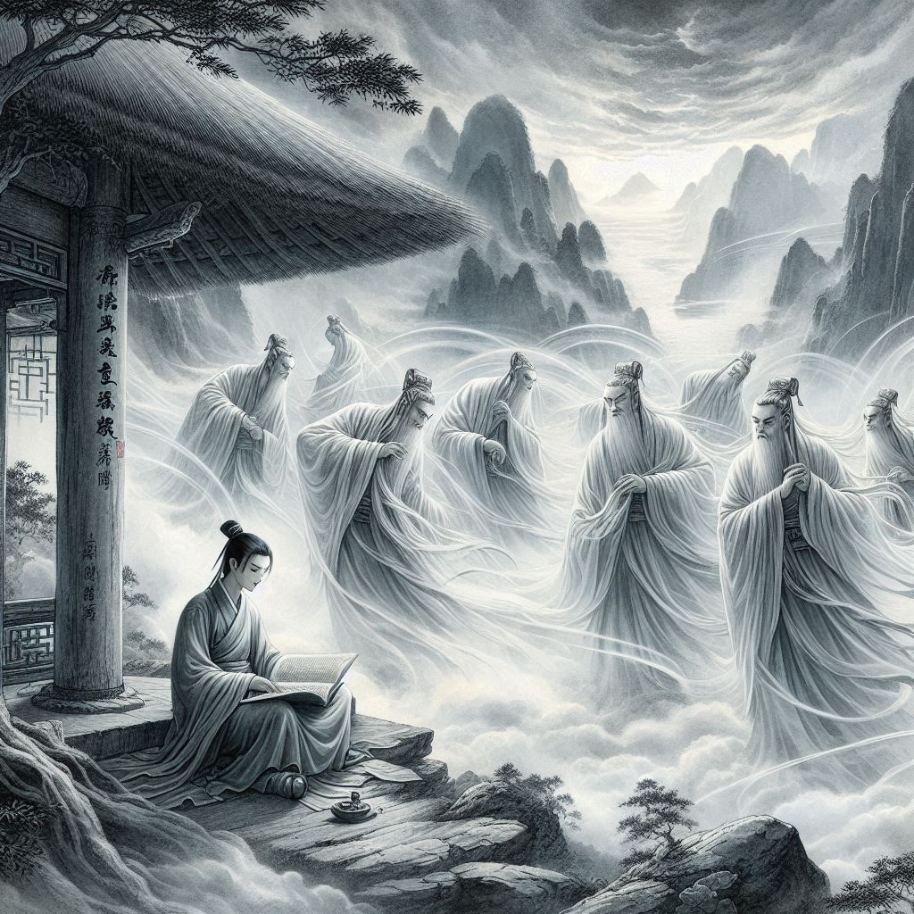 알고 보니 나는 수선대박이었다 만화 AI 컨셉도: 수선자들에게 숭배받는 평범한 서생